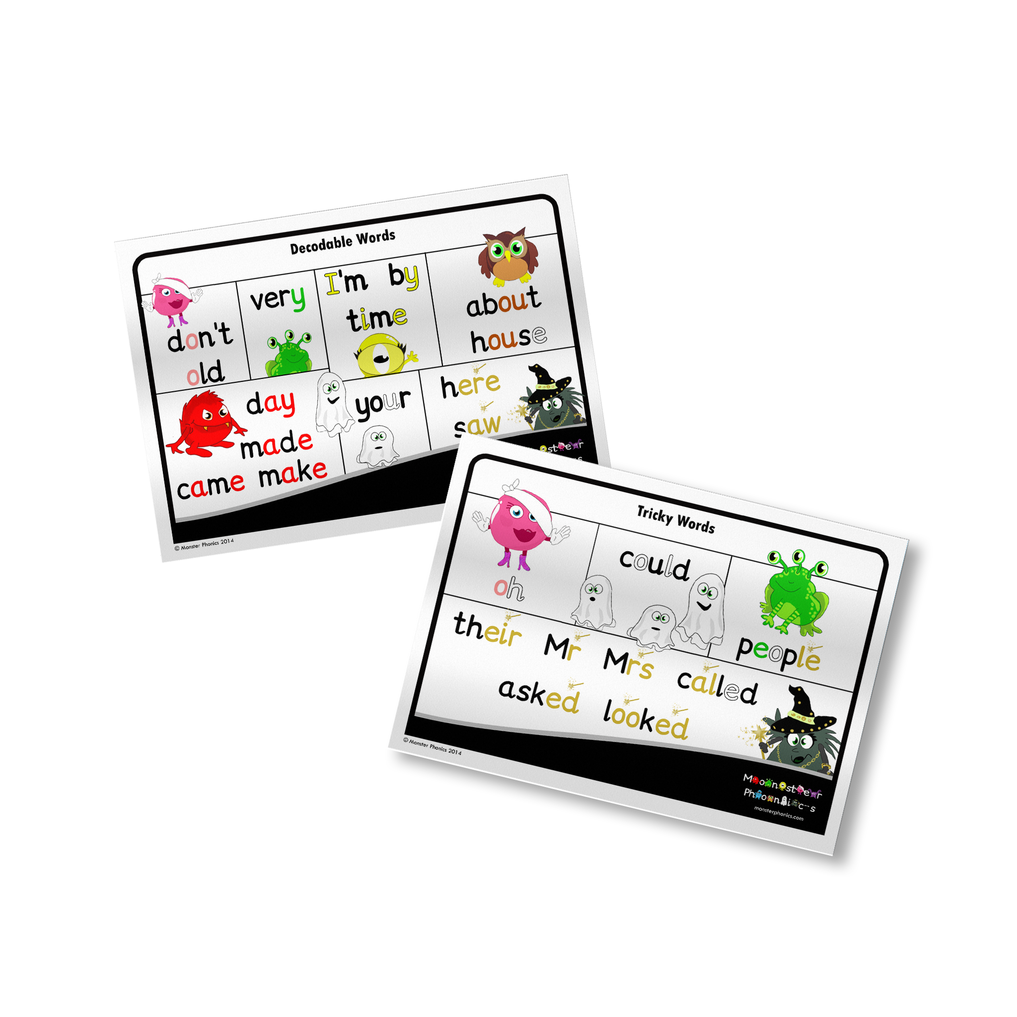 Tricky Box Set Tricky and Decodable Word Cards – 5 Sets – Monster Phonics