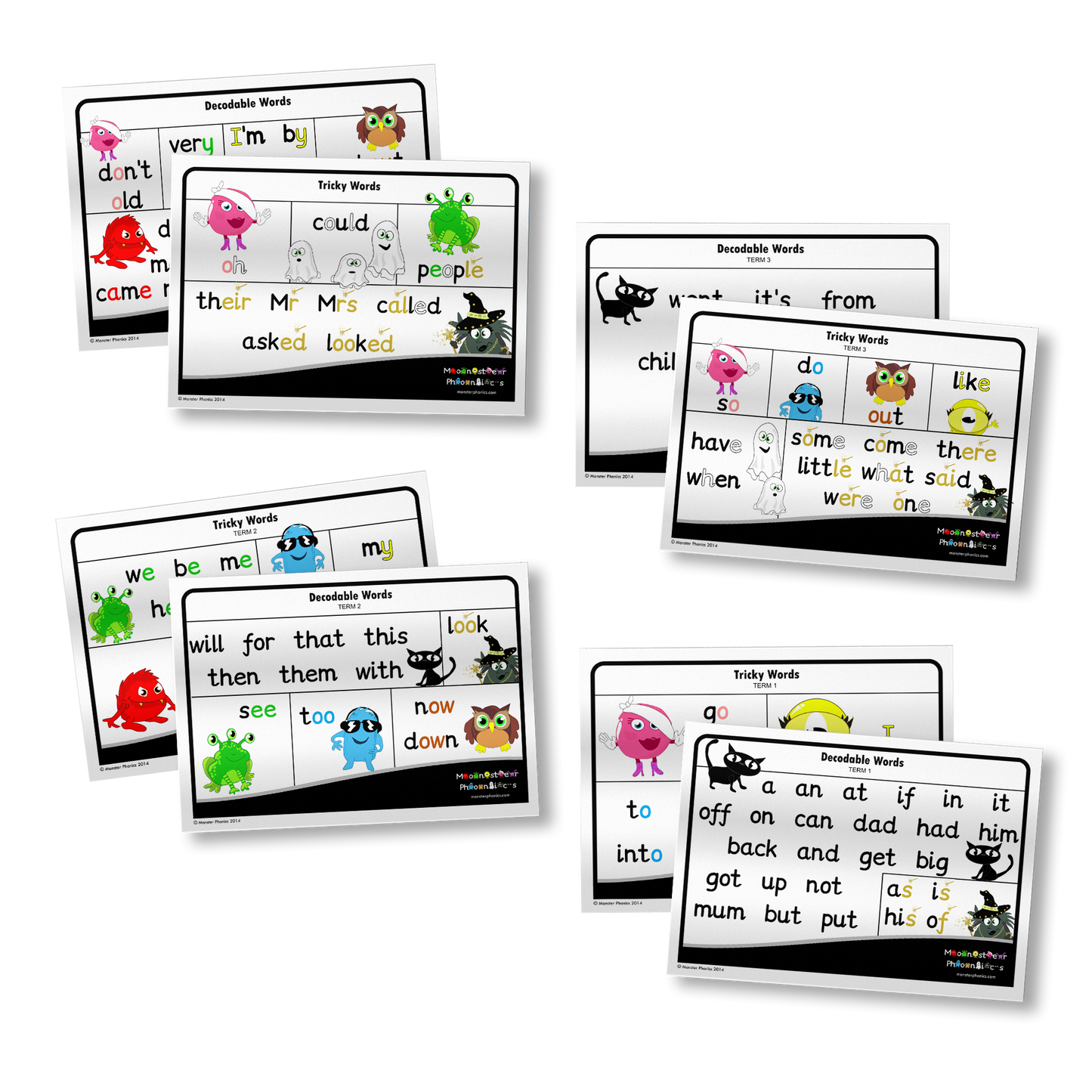 Tricky and Decodable Word Cards – 5 Sets